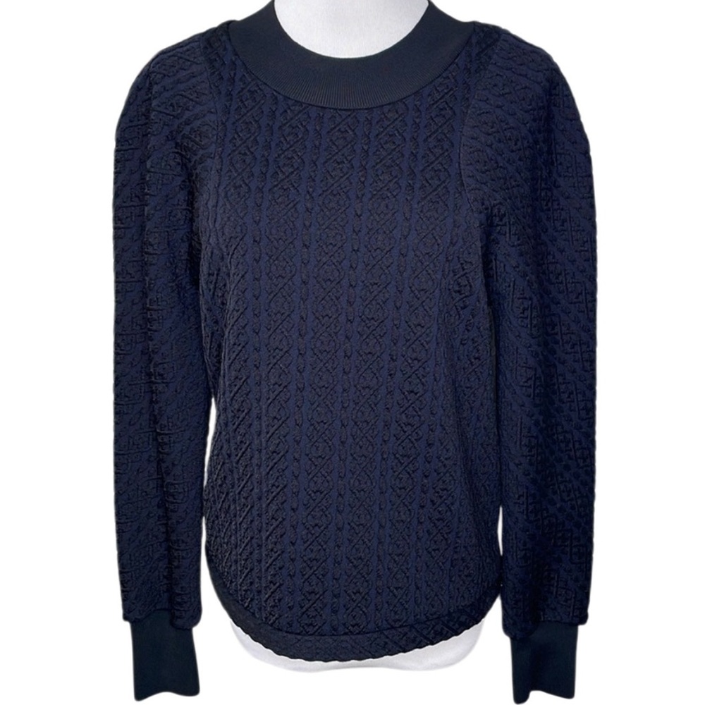 3.1 Phillip Lim Dark Navy Blue and Black Crewneck Sweatshirt with Zip Side